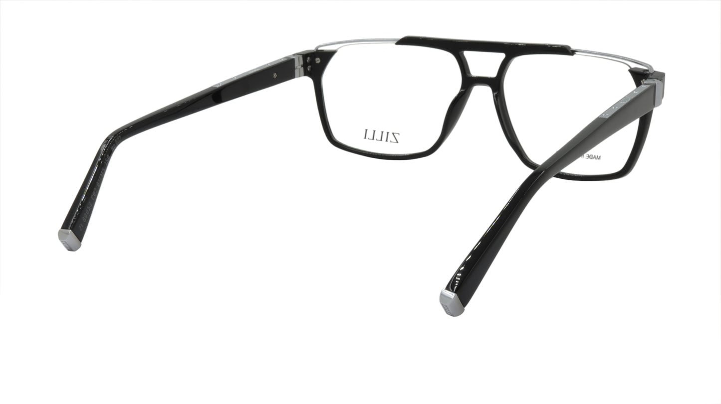 ZILLI Eyewear in Black and Silver Titanium and Acetate ZI 60053 C02