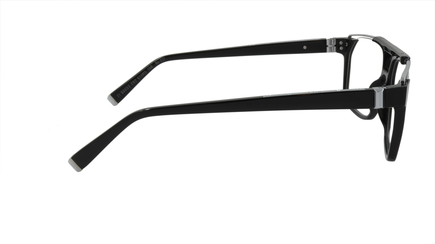 ZILLI Eyewear in Black and Silver Titanium and Acetate ZI 60053 C02
