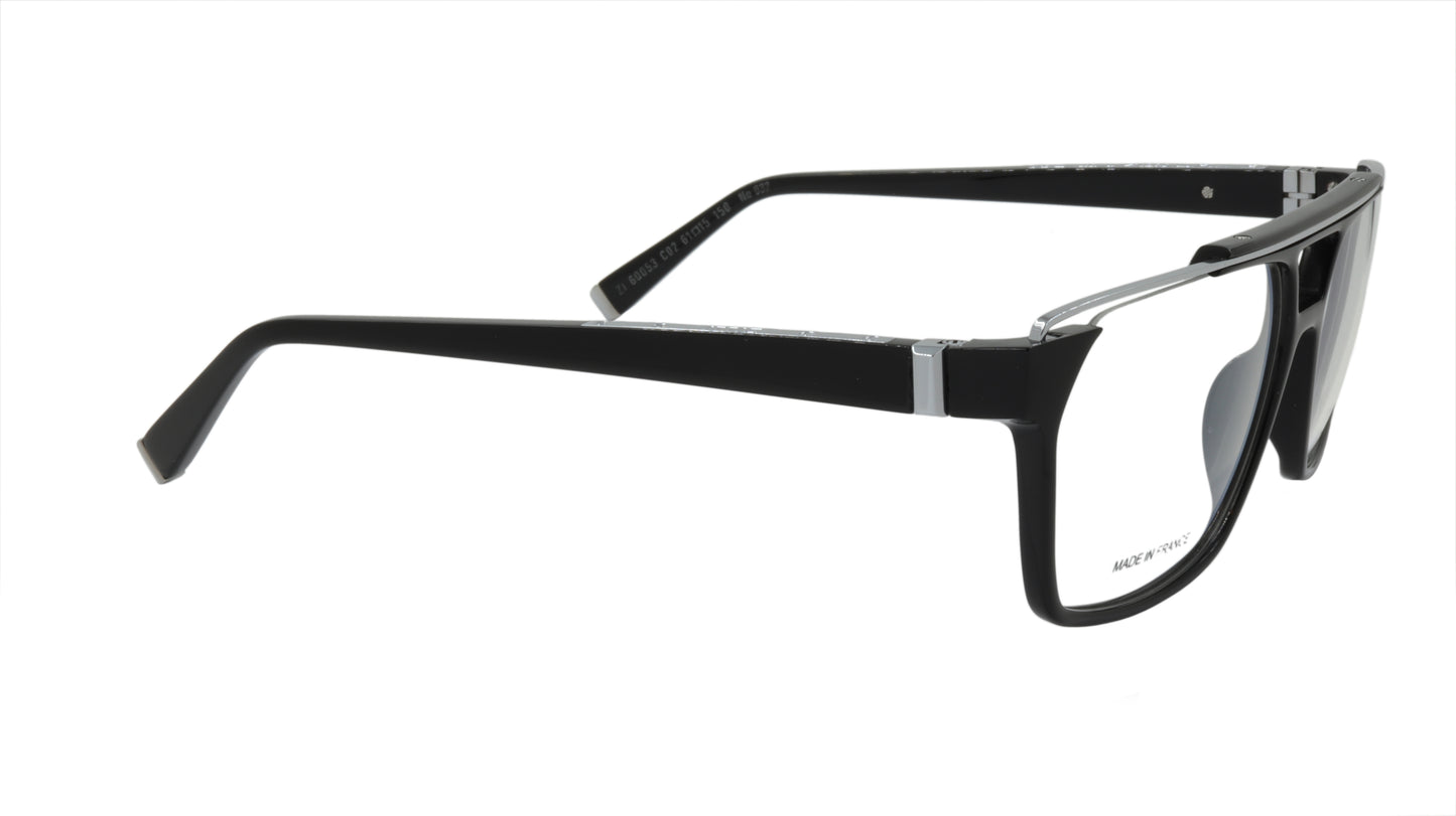ZILLI Eyewear in Black and Silver Titanium and Acetate ZI 60053 C02