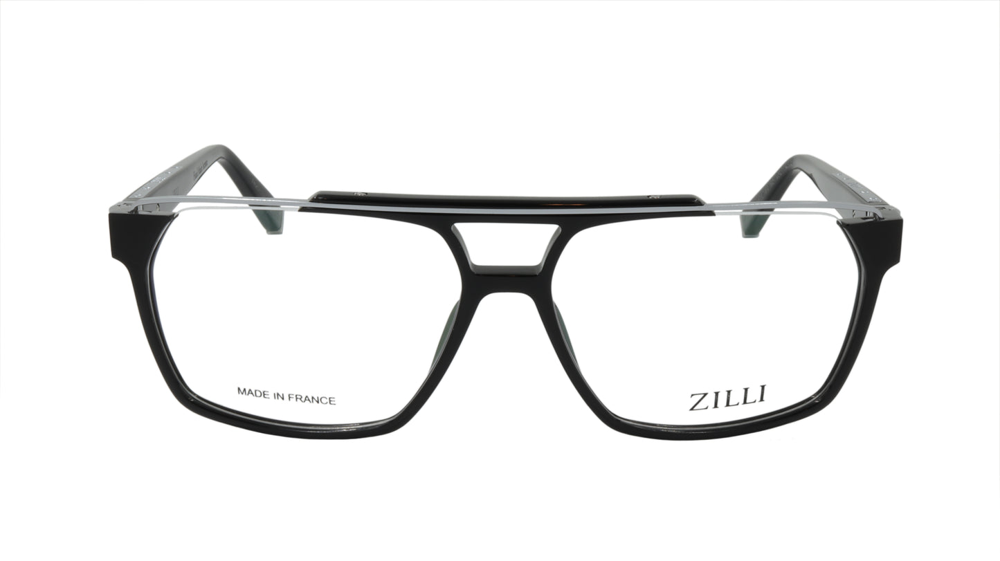 ZILLI Eyewear in Black and Silver Titanium and Acetate ZI 60053 C02