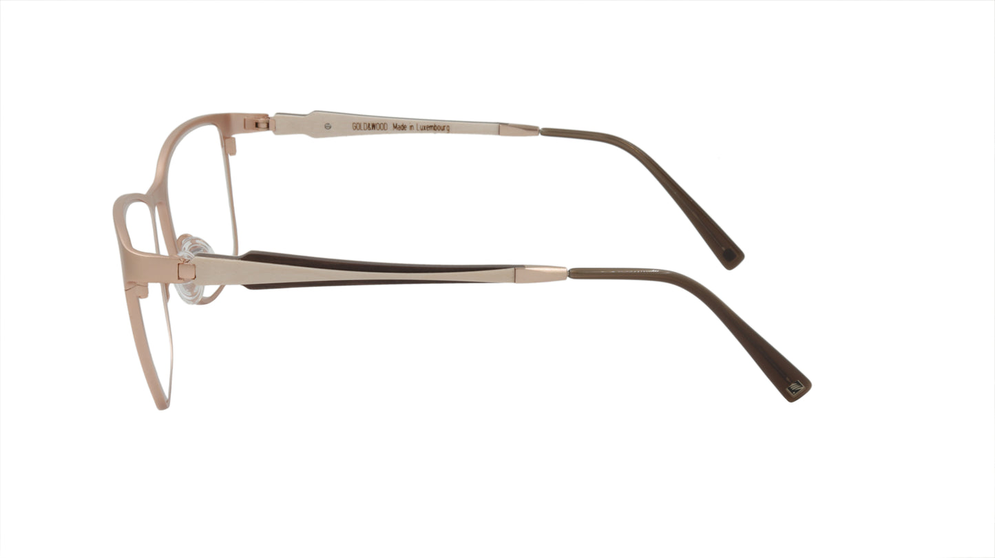 GOLD & WOOD Eyewear with Titanium Rose Gold with White and Brown Accents