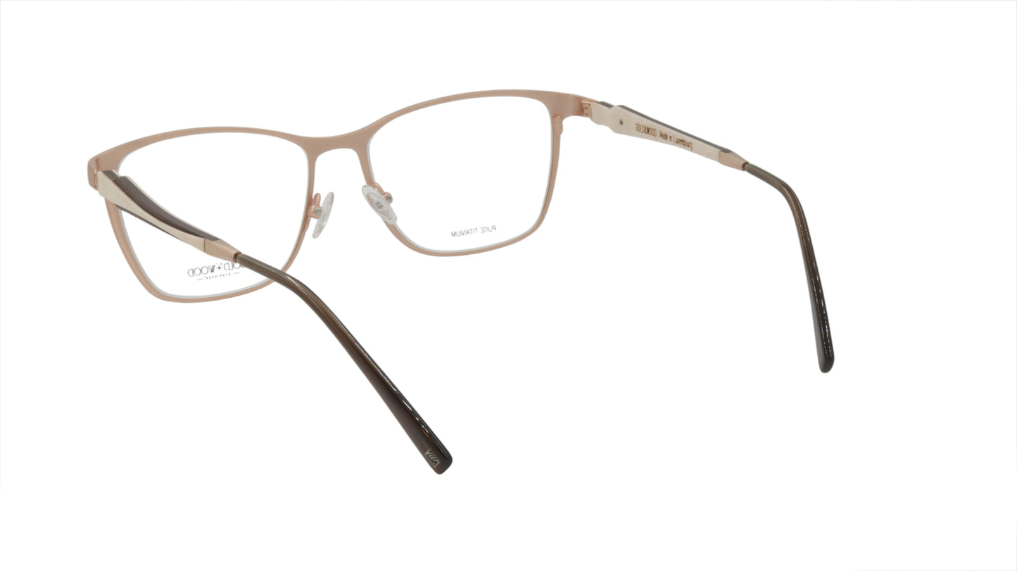 GOLD & WOOD Eyewear with Titanium Rose Gold with White and Brown Accents