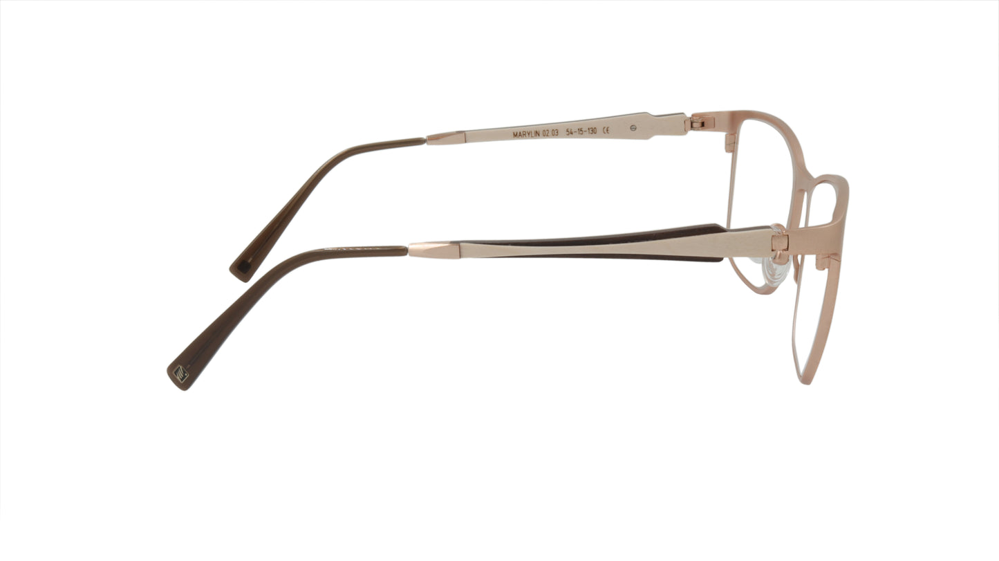 GOLD & WOOD Eyewear with Titanium Rose Gold with White and Brown Accents