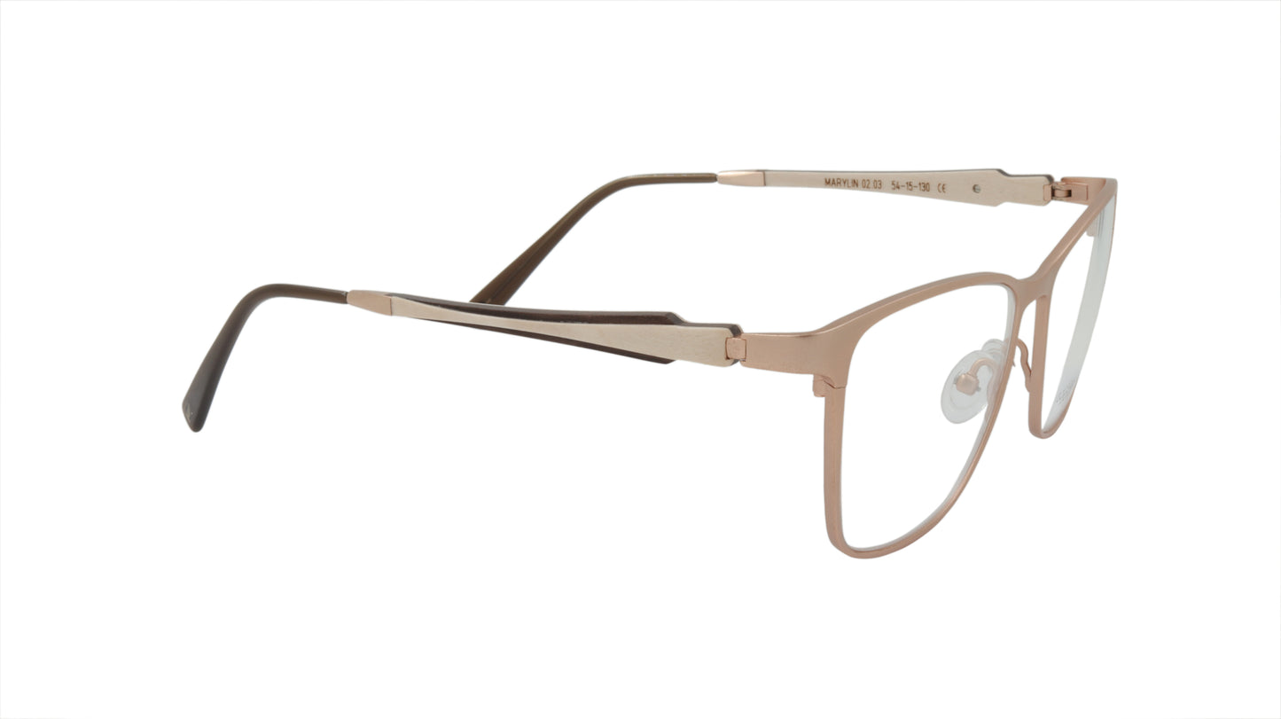 GOLD & WOOD Eyewear with Titanium Rose Gold with White and Brown Accents