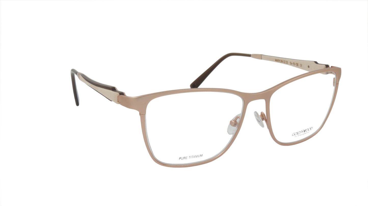 GOLD & WOOD Eyewear with Titanium Rose Gold with White and Brown Accents
