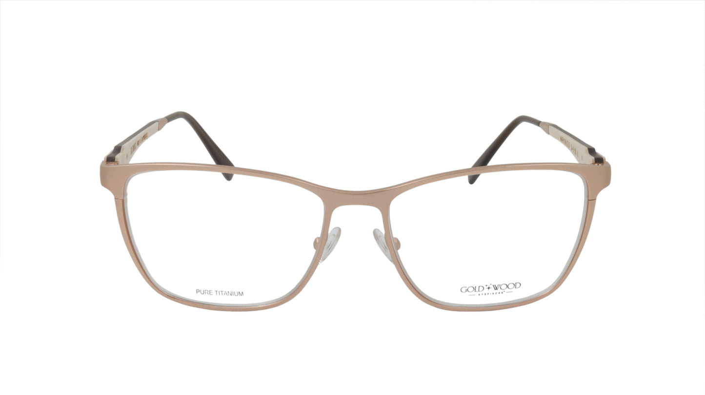 GOLD & WOOD Eyewear with Titanium Rose Gold with White and Brown Accents