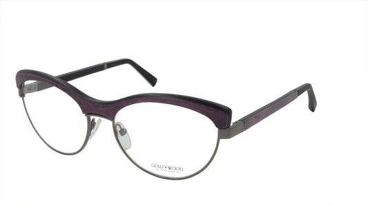 GOLD & WOOD Eyewear with Bold Wood Accented in Purple and Black