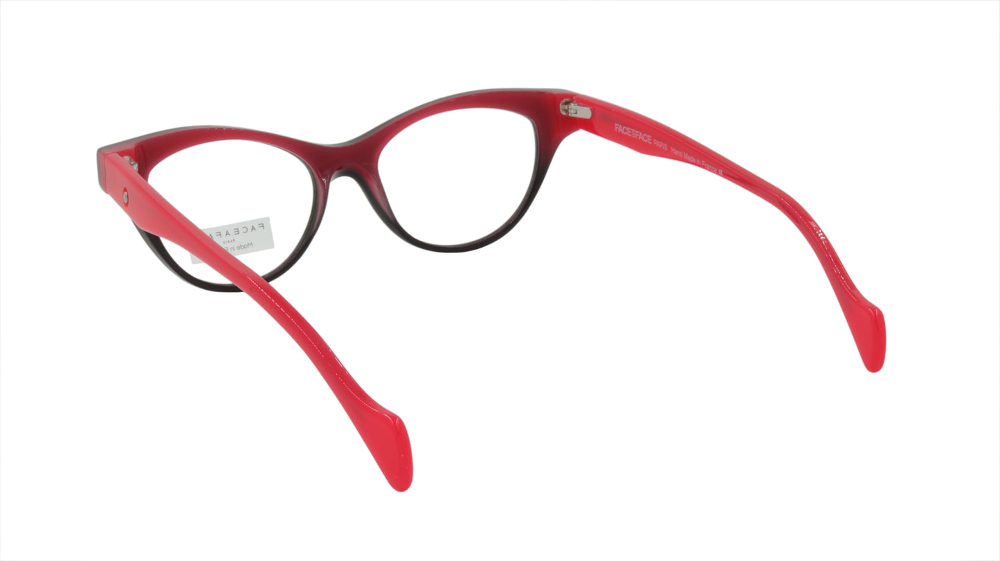 Face A Face Eyeglasses Frame SHADE 1 Col. 1420 Acetate Plum Brown Red
