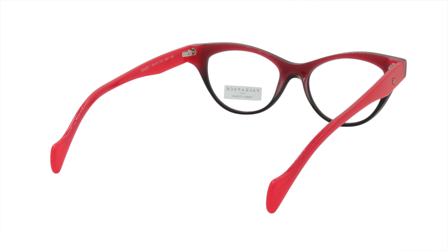 Face A Face Eyeglasses Frame SHADE 1 Col. 1420 Acetate Plum Brown Red