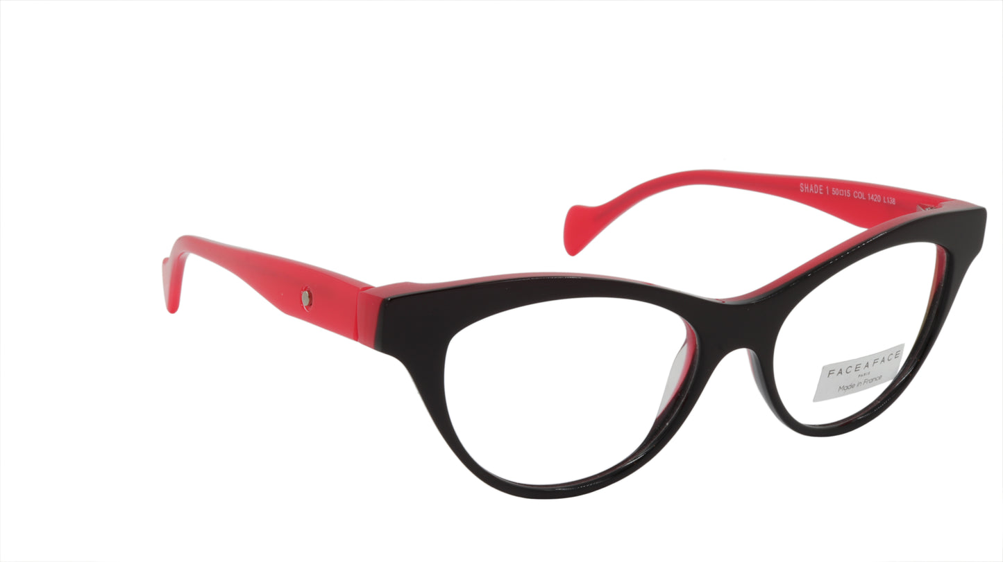 Face A Face Eyeglasses Frame SHADE 1 Col. 1420 Acetate Plum Brown Red