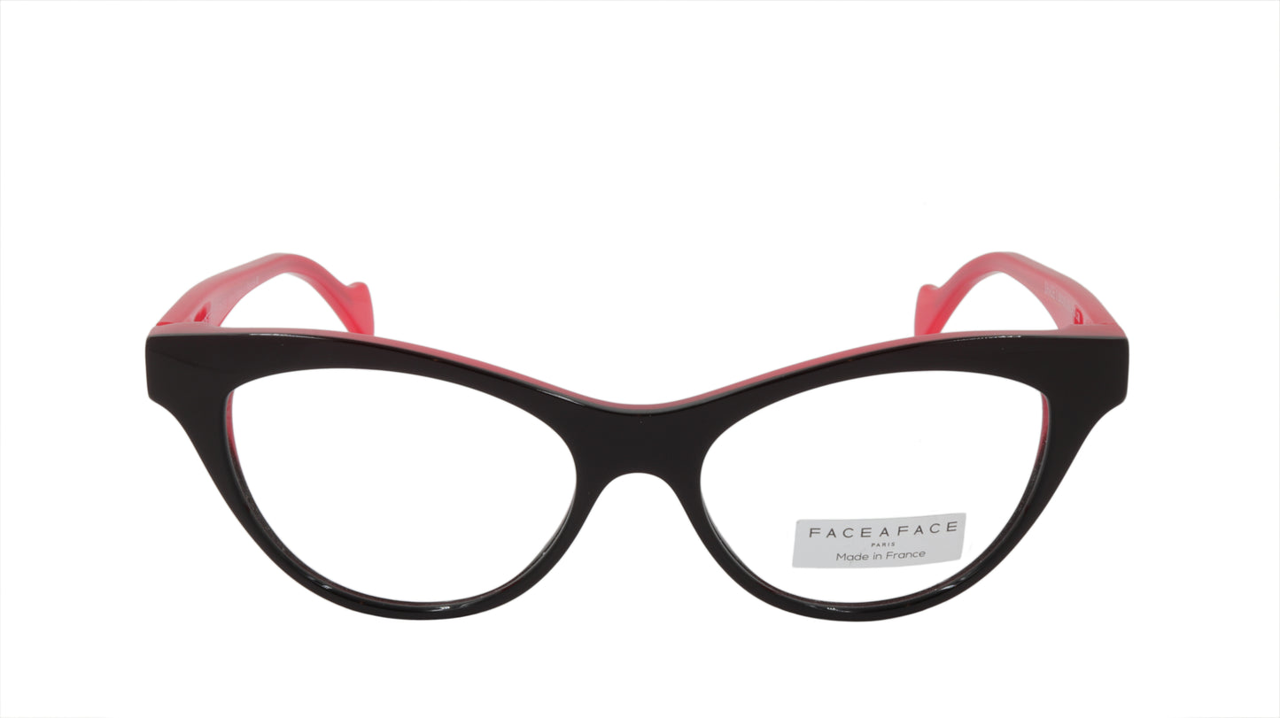 Face A Face Eyeglasses Frame SHADE 1 Col. 1420 Acetate Plum Brown Red