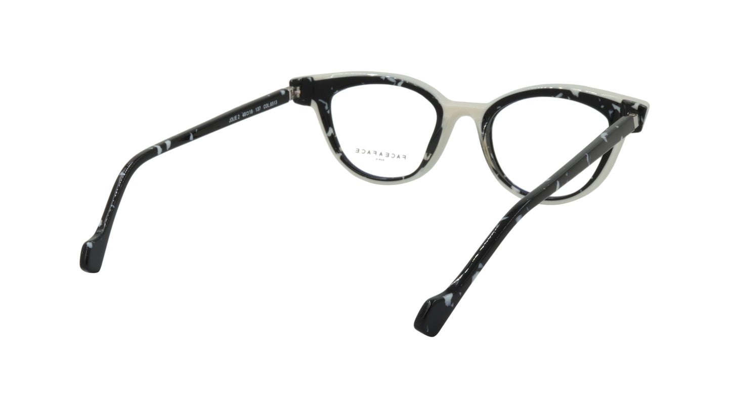 Face A Face Eyeglasses Frame JOLIE 2 Col. 6513 Acetate Black Granite Milk