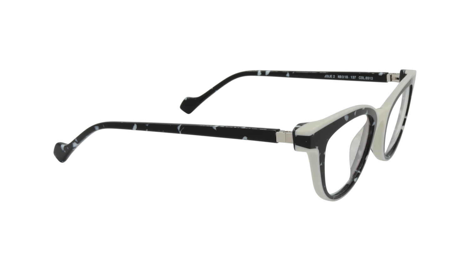 Face A Face Eyeglasses Frame JOLIE 2 Col. 6513 Acetate Black Granite Milk