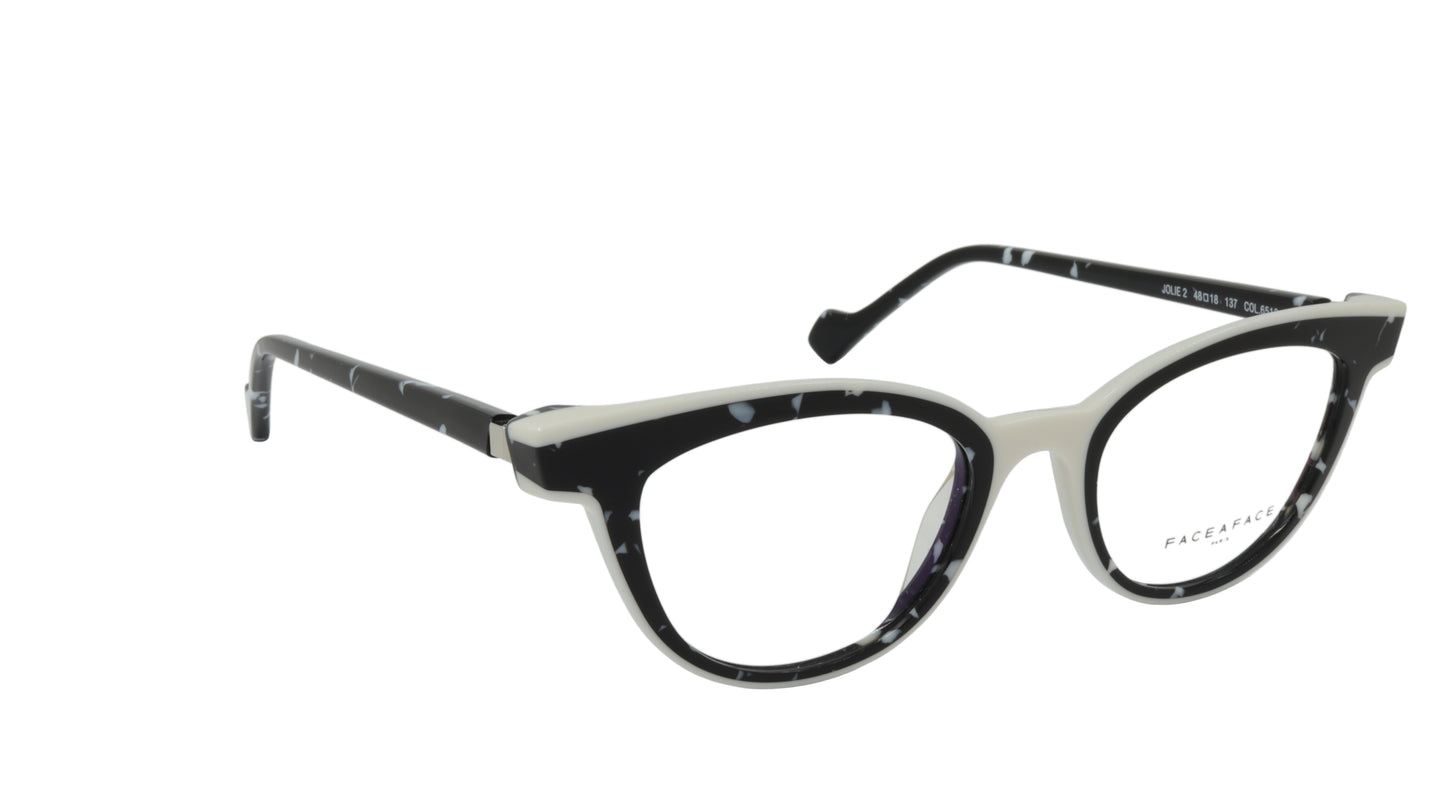 Face A Face Eyeglasses Frame JOLIE 2 Col. 6513 Acetate Black Granite Milk