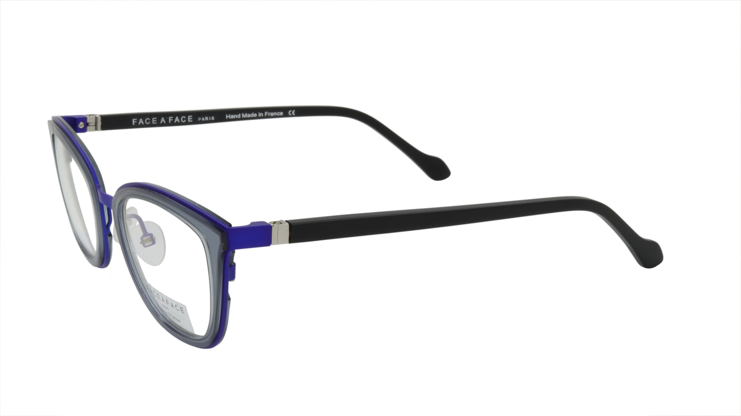 Face A Face Eyeglasses with a Hint of Blue and Gray Cat Eye