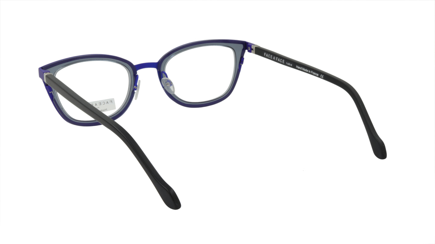 Face A Face Eyeglasses with a Hint of Blue and Gray Cat Eye