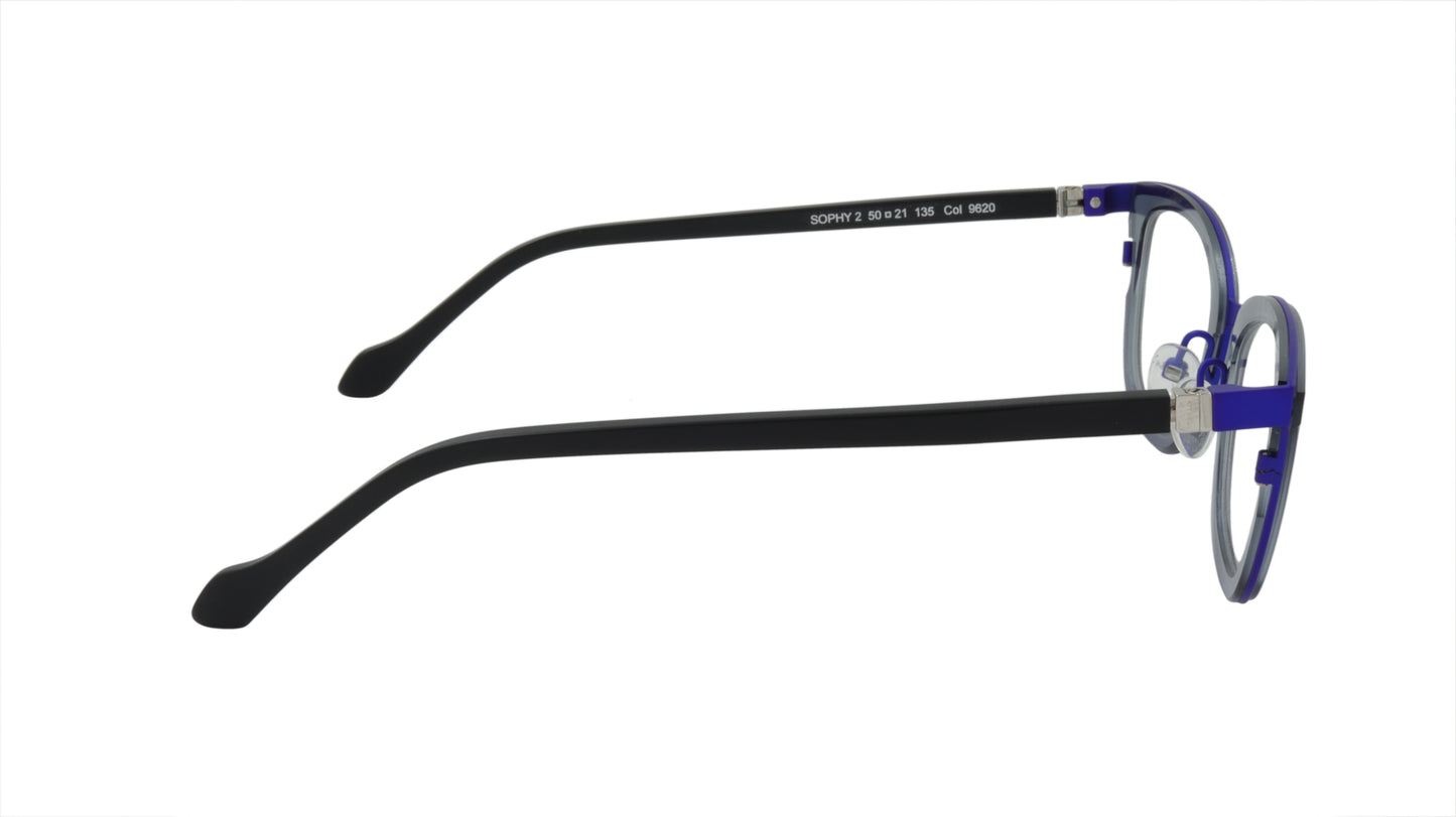 Face A Face Eyeglasses with a Hint of Blue and Gray Cat Eye