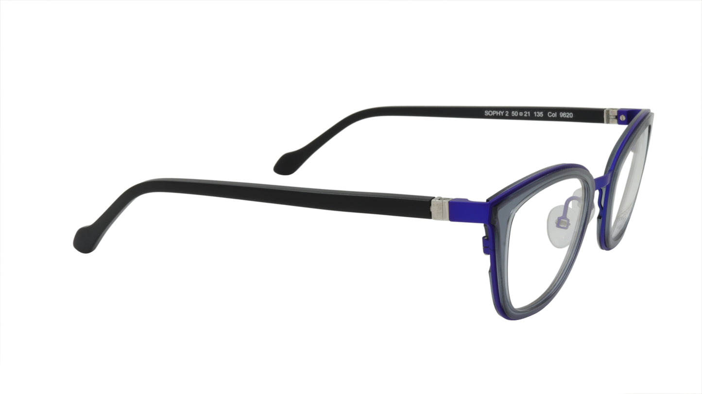 Face A Face Eyeglasses with a Hint of Blue and Gray Cat Eye