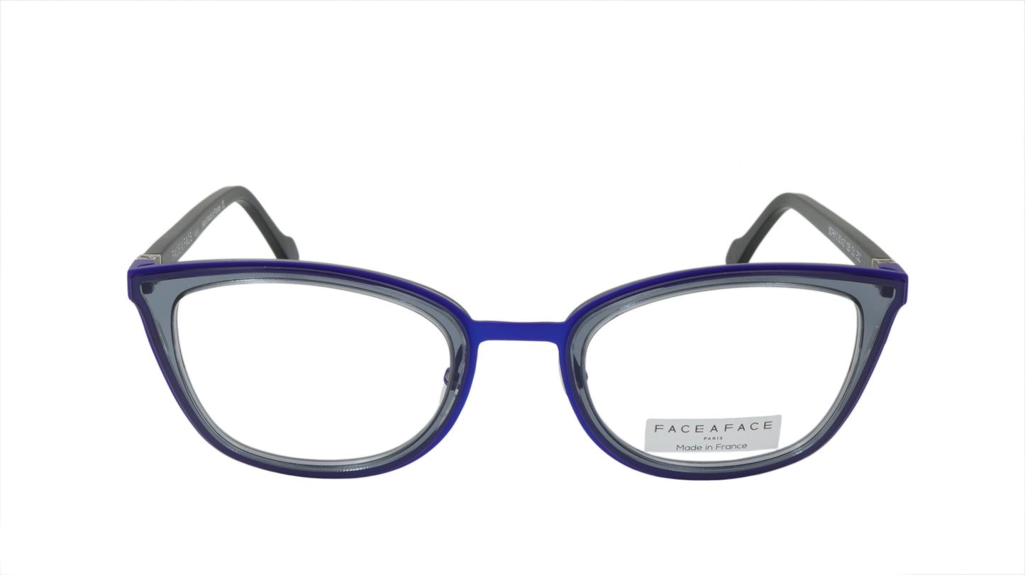 Face A Face Eyeglasses with a Hint of Blue and Gray Cat Eye