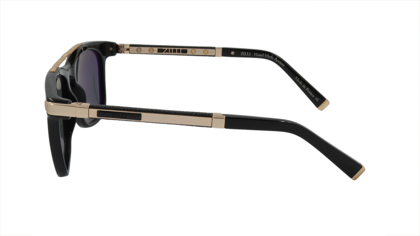 ZILLI Sunglasses Titanium Acetate Leather Polarized France Handmade ZI 65015 C01