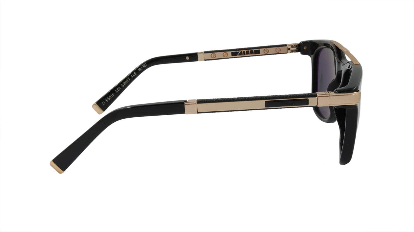 ZILLI Sunglasses Titanium Acetate Leather Polarized France Handmade ZI 65015 C01