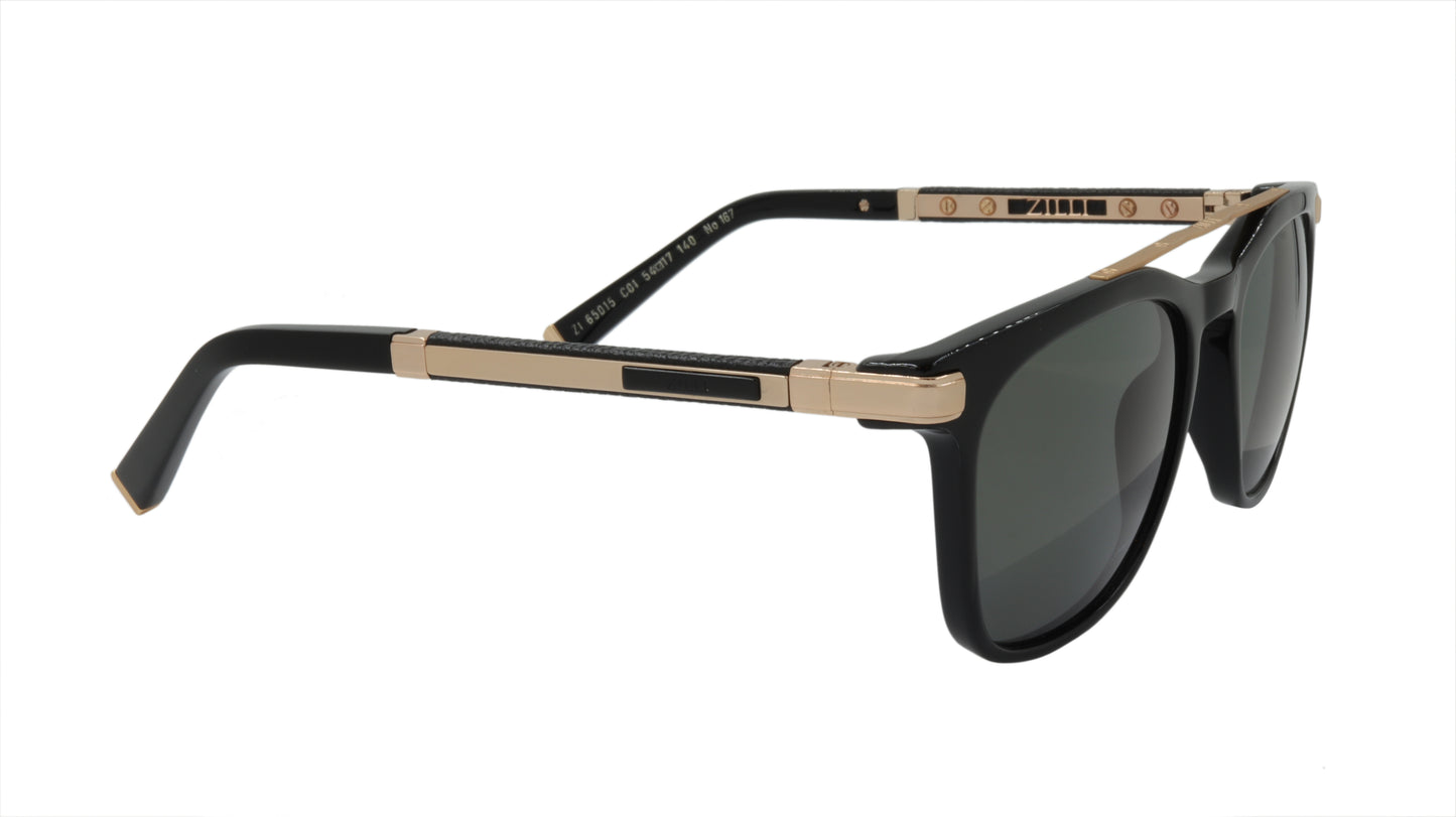 ZILLI Sunglasses Titanium Acetate Leather Polarized France Handmade ZI 65015 C01