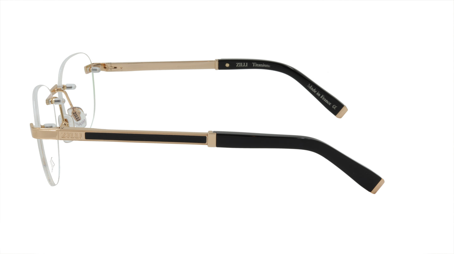ZILLI Eyeglasses Frame Titanium Acetate Gold Black France Made ZI 60035 C04