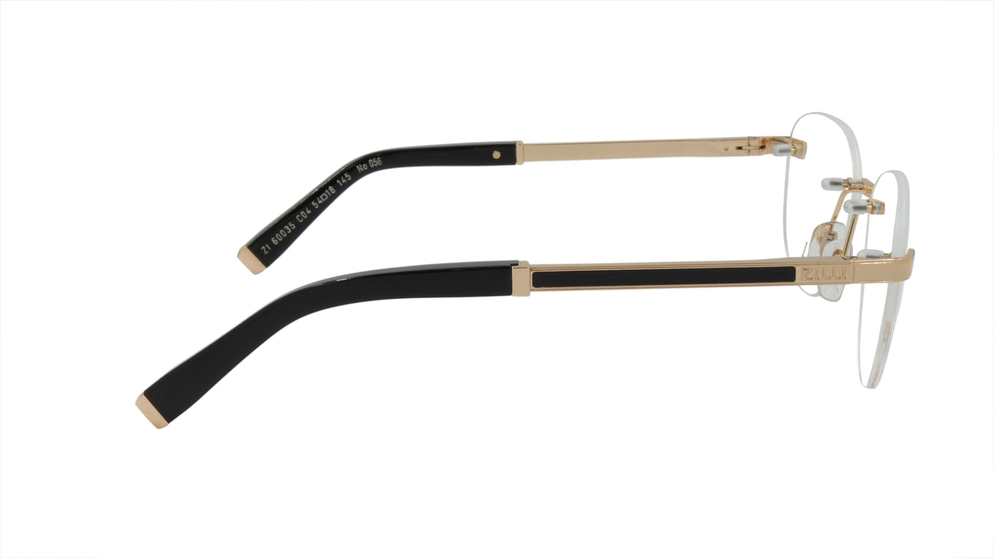 ZILLI Eyeglasses Frame Titanium Acetate Gold Black France Made ZI 60035 C04