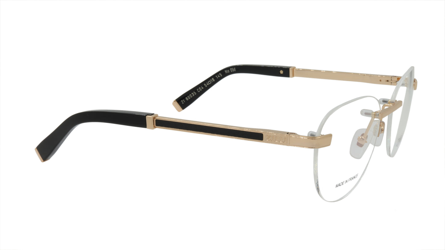 ZILLI Eyeglasses Frame Titanium Acetate Gold Black France Made ZI 60035 C04