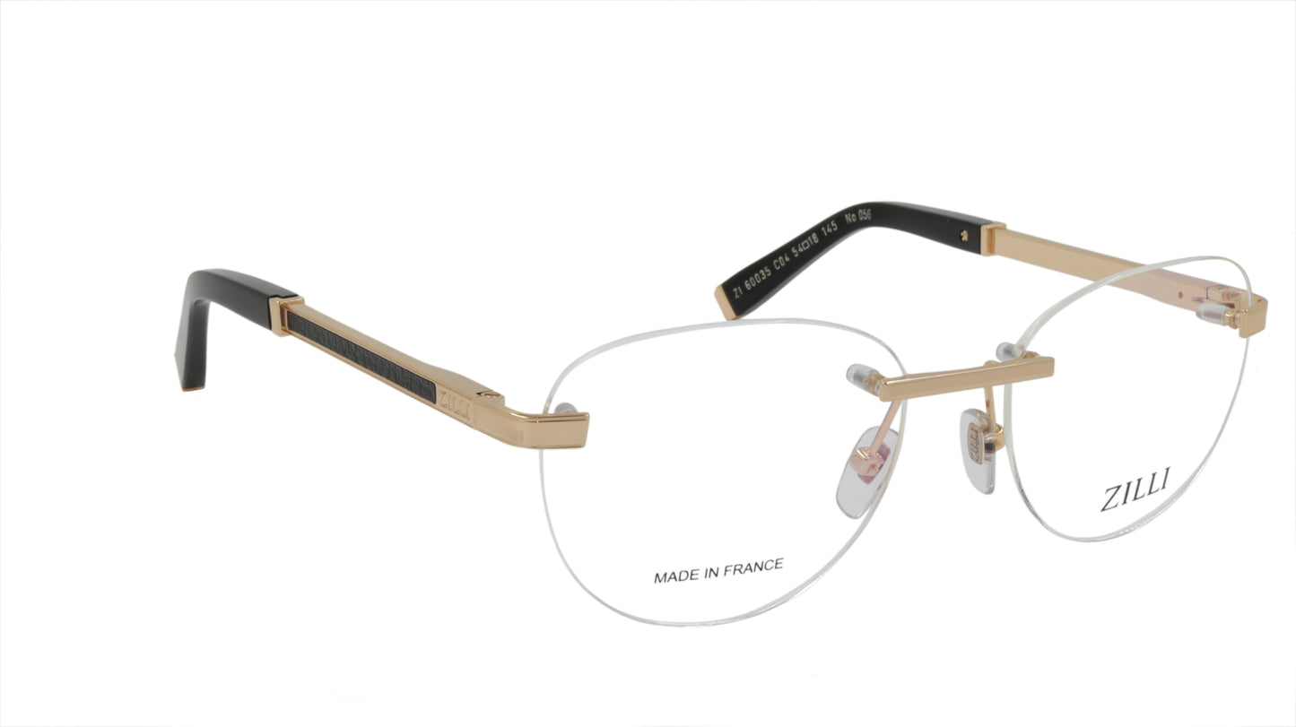 ZILLI Eyeglasses Frame Titanium Acetate Gold Black France Made ZI 60035 C04