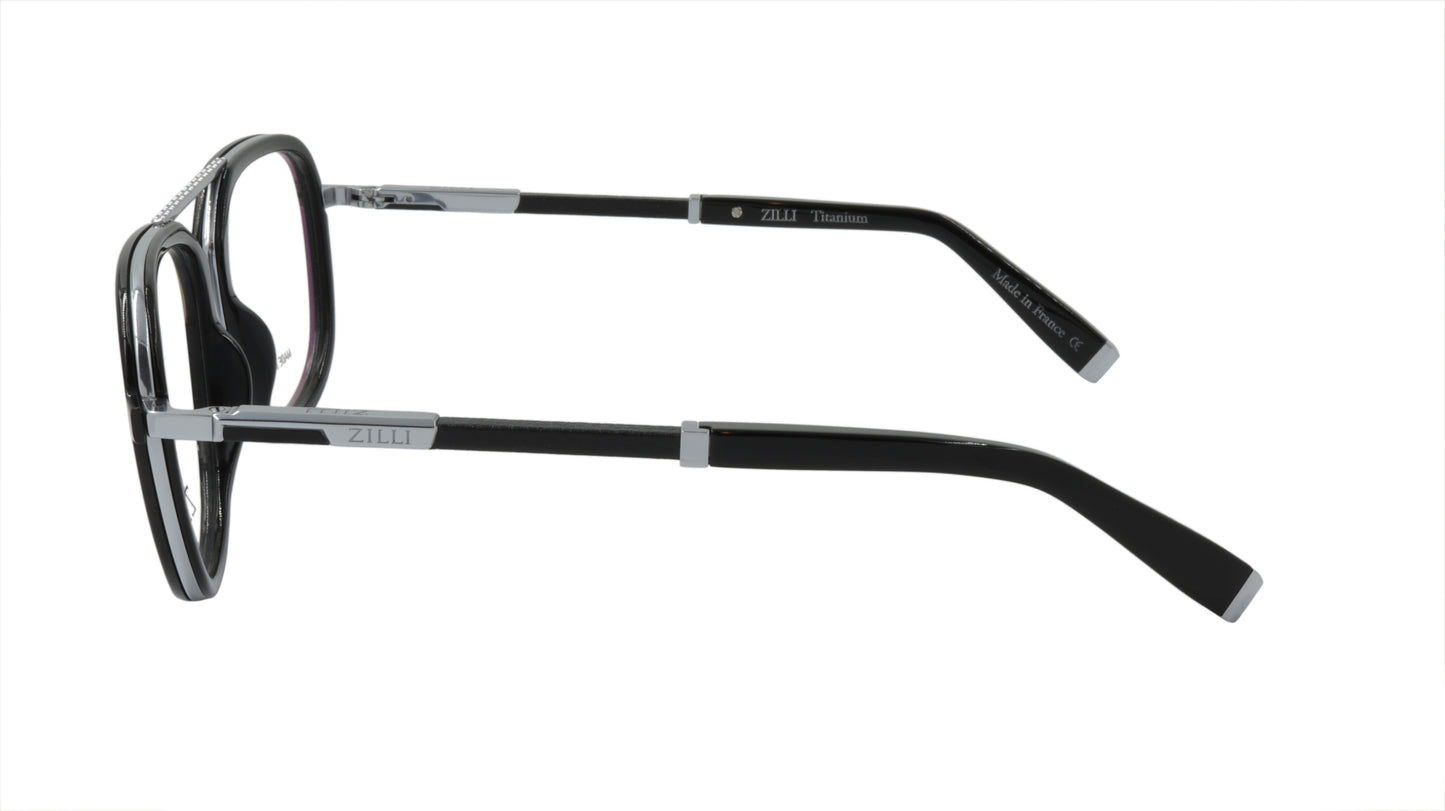 ZILLI Eyeglasses Frame Titanium Acetate Leather France Made ZI 60038 C02