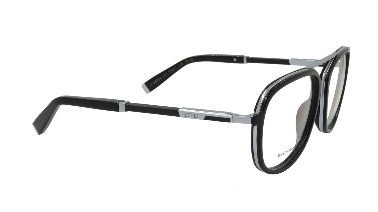 ZILLI Eyeglasses Frame Titanium Acetate Leather France Made ZI 60038 C02
