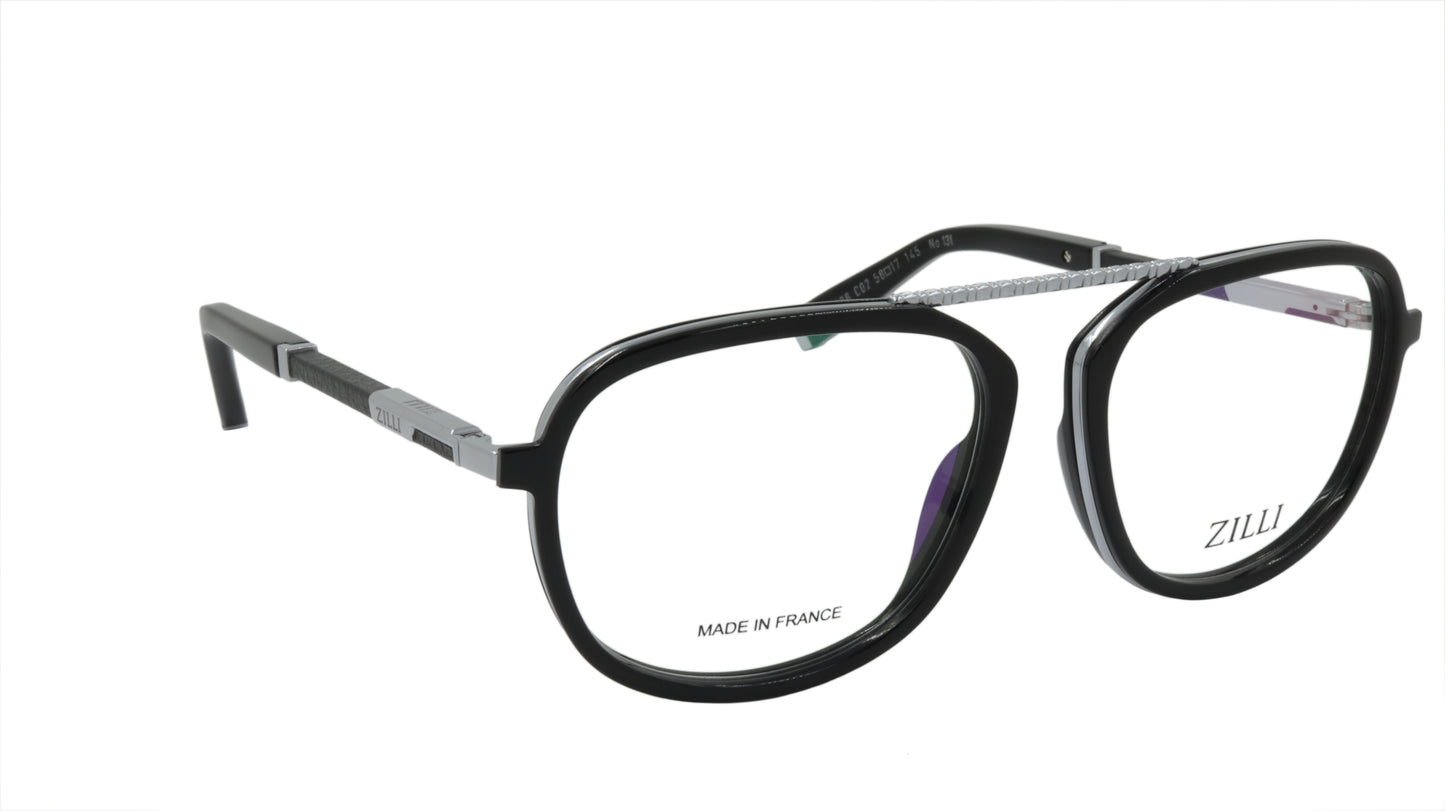 ZILLI Eyeglasses Frame Titanium Acetate Leather France Made ZI 60038 C02