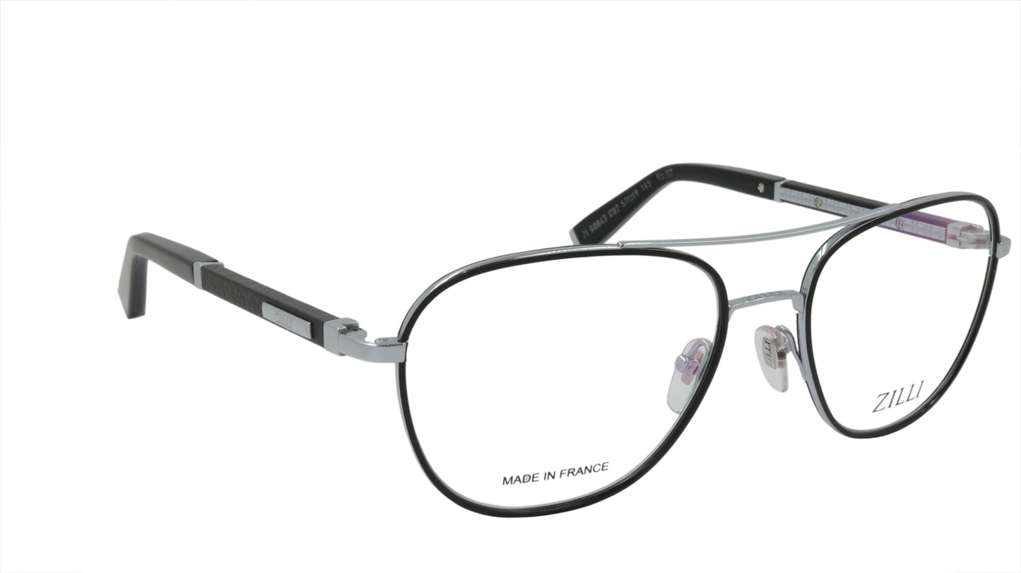 ZILLI Eyeglasses Frame Titanium Acetate Leather France Made ZI 60043 C02