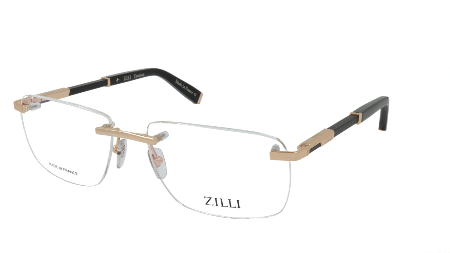 ZILLI Eyeglasses Frame Titanium Acetate Leather France Made ZI 60040 C01
