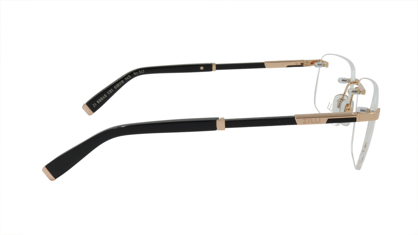 ZILLI Eyeglasses Frame Titanium Acetate Leather France Made ZI 60040 C01