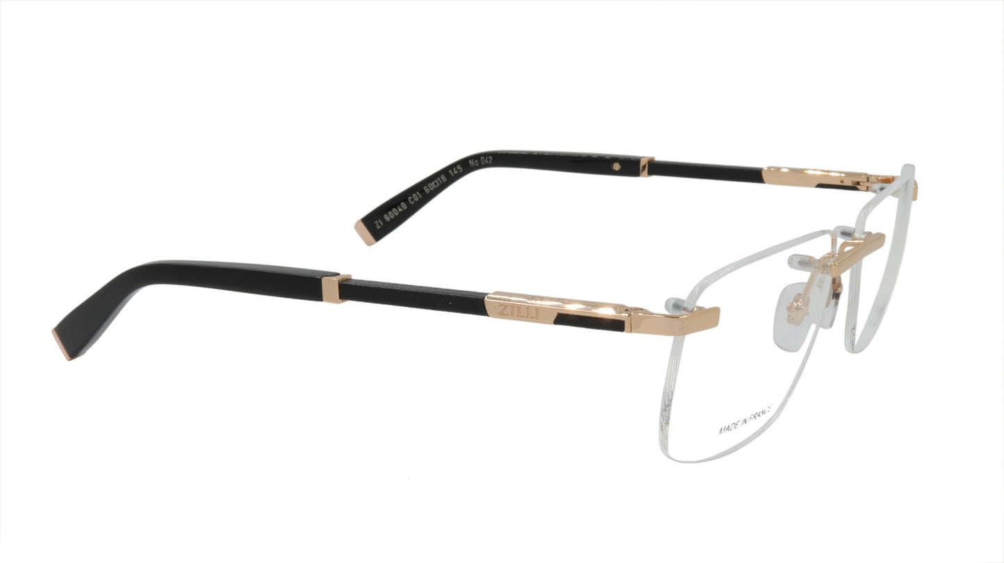 ZILLI Eyeglasses Frame Titanium Acetate Leather France Made ZI 60040 C01