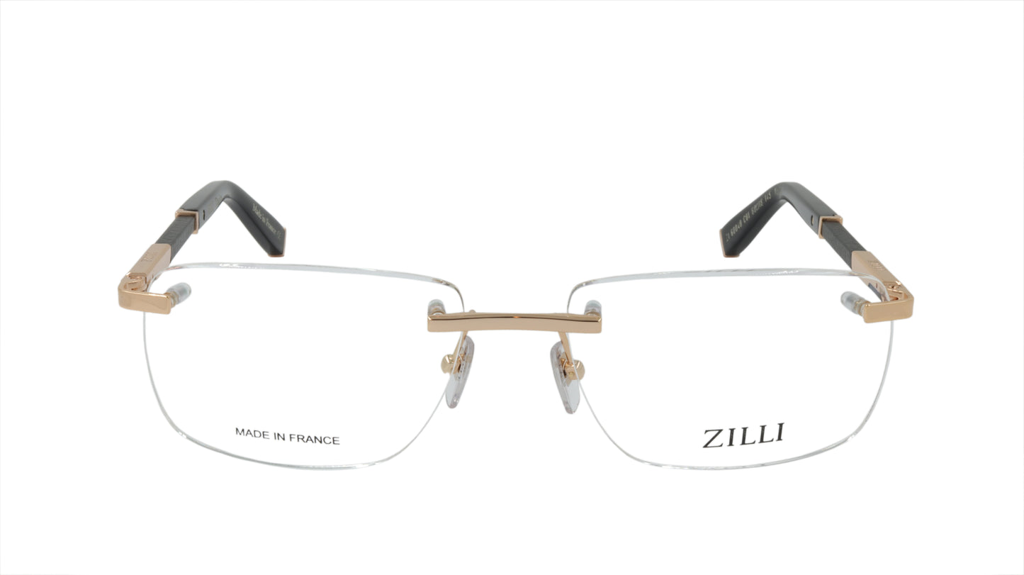 ZILLI Eyeglasses Frame Titanium Acetate Leather France Made ZI 60040 C01