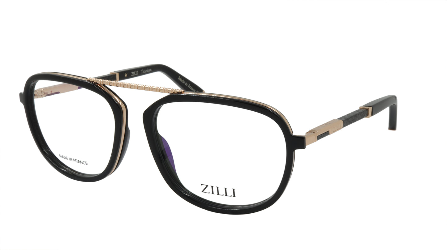 ZILLI Eyeglasses Frame Titanium Acetate Leather France Made ZI 60038 C01