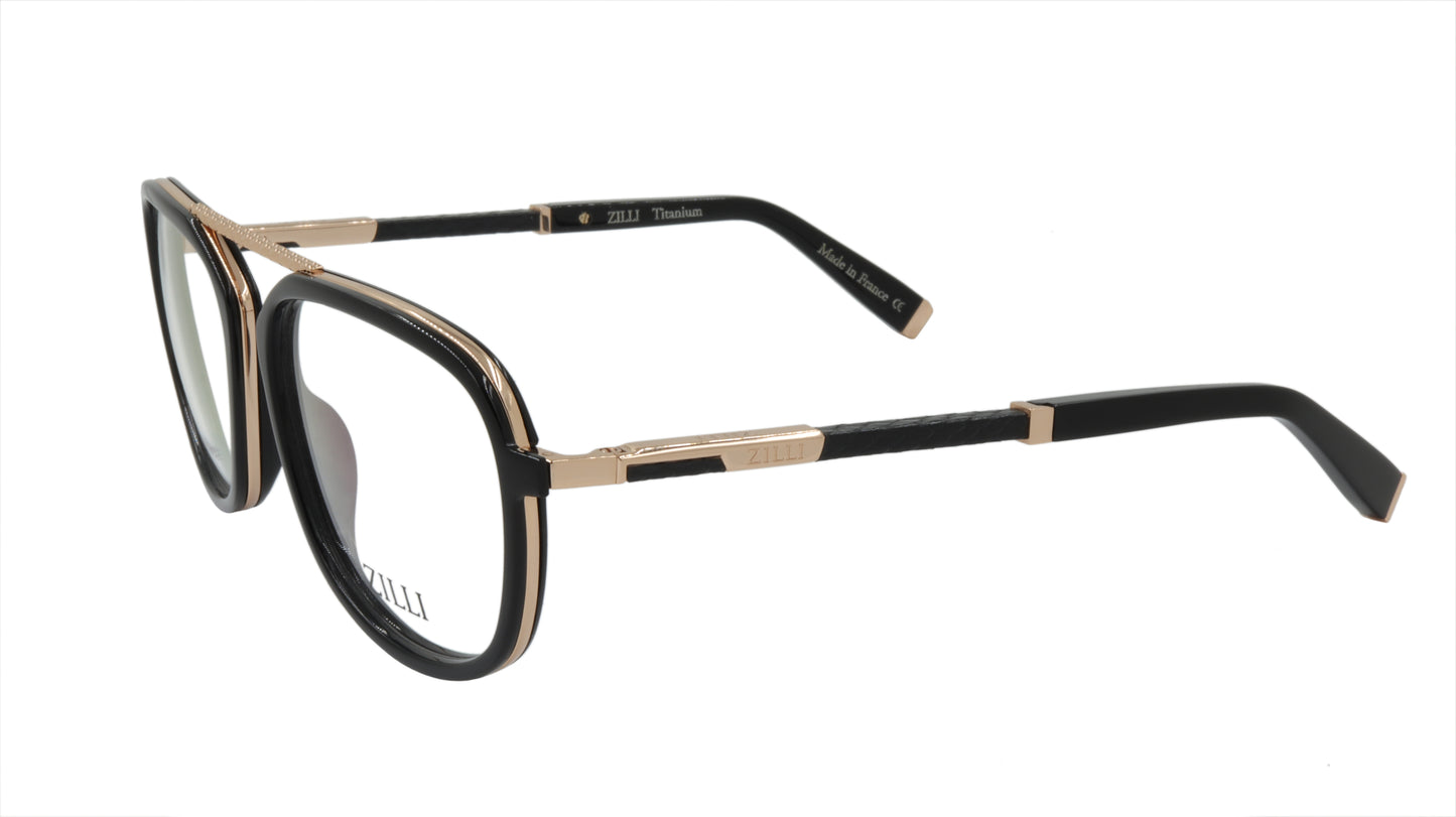 ZILLI Eyeglasses Frame Titanium Acetate Leather France Made ZI 60038 C01