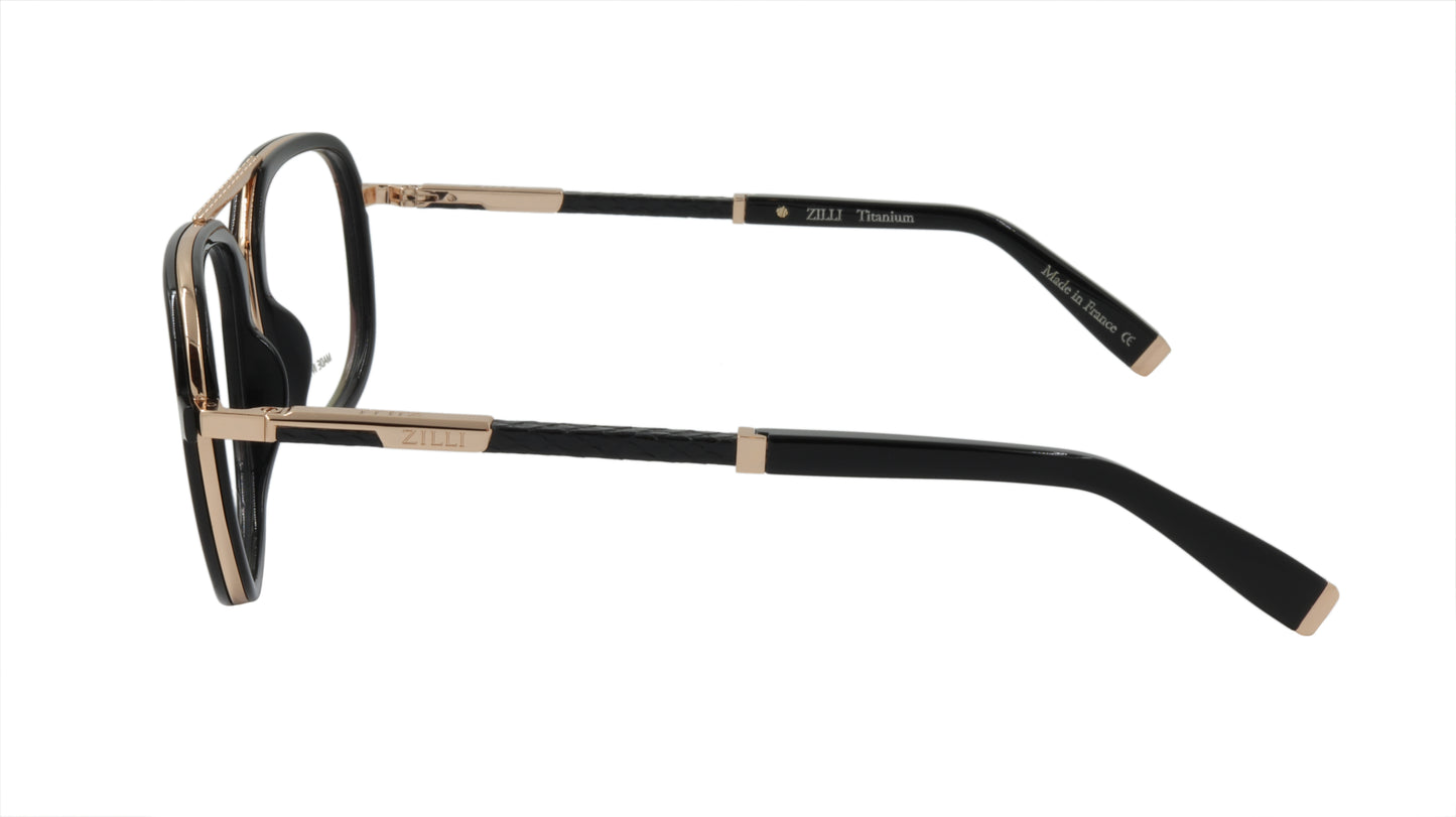 ZILLI Eyeglasses Frame Titanium Acetate Leather France Made ZI 60038 C01