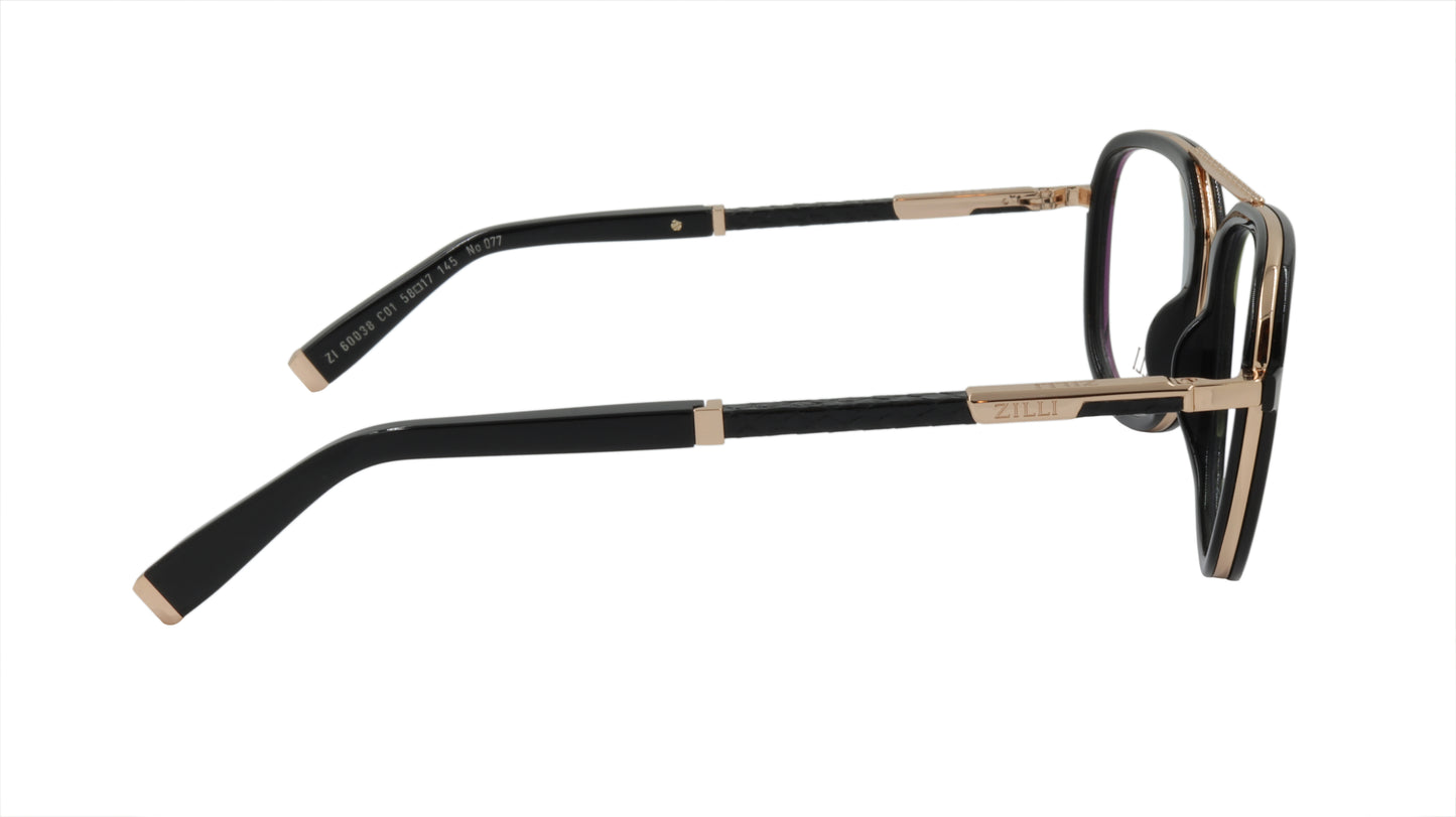 ZILLI Eyeglasses Frame Titanium Acetate Leather France Made ZI 60038 C01