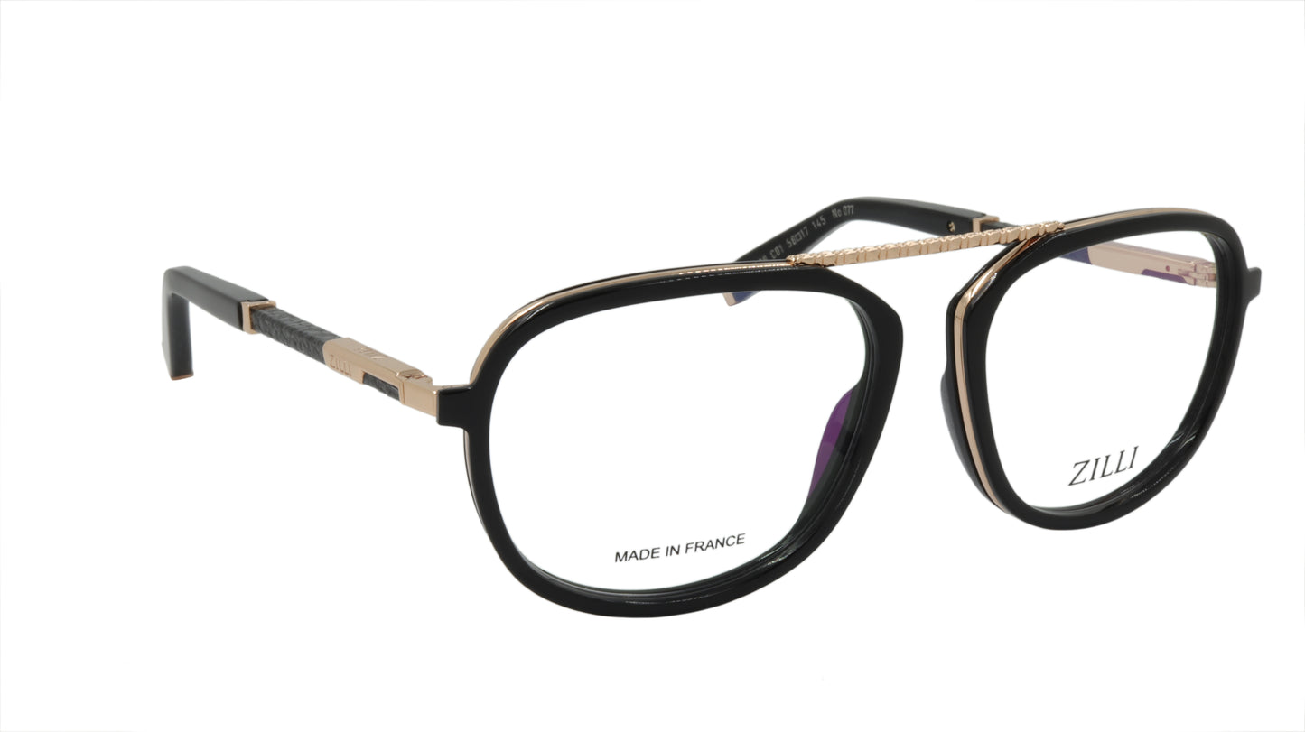 ZILLI Eyeglasses Frame Titanium Acetate Leather France Made ZI 60038 C01