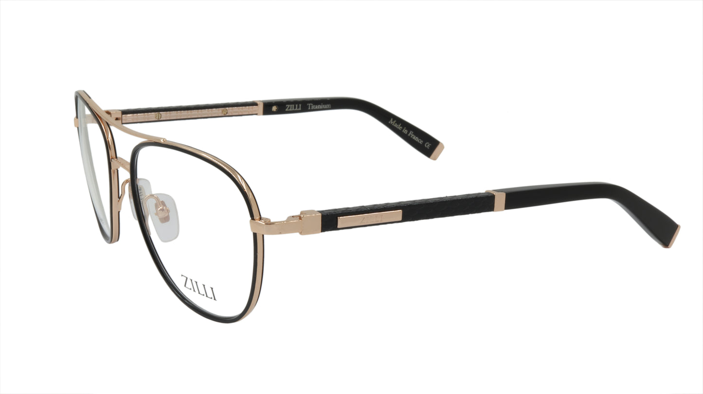 ZILLI Eyeglasses Frame Titanium Acetate Leather France Made ZI 60043 C01