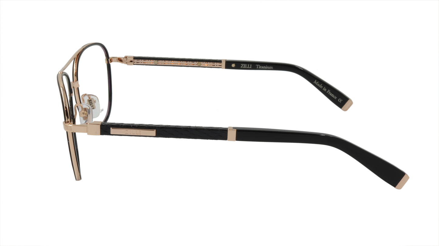 ZILLI Eyeglasses Frame Titanium Acetate Leather France Made ZI 60043 C01