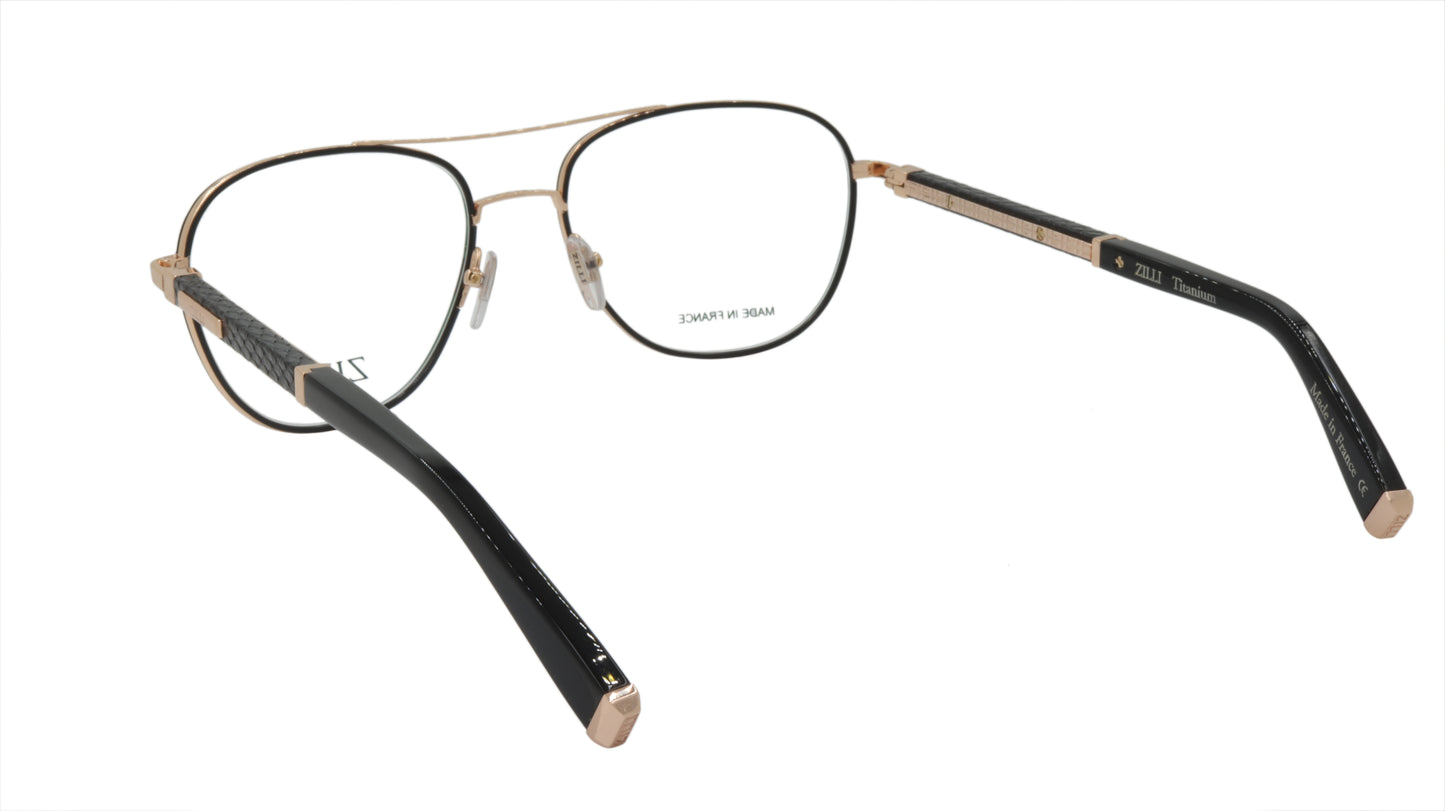 ZILLI Eyeglasses Frame Titanium Acetate Leather France Made ZI 60043 C01