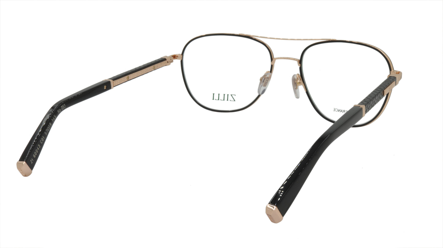 ZILLI Eyeglasses Frame Titanium Acetate Leather France Made ZI 60043 C01