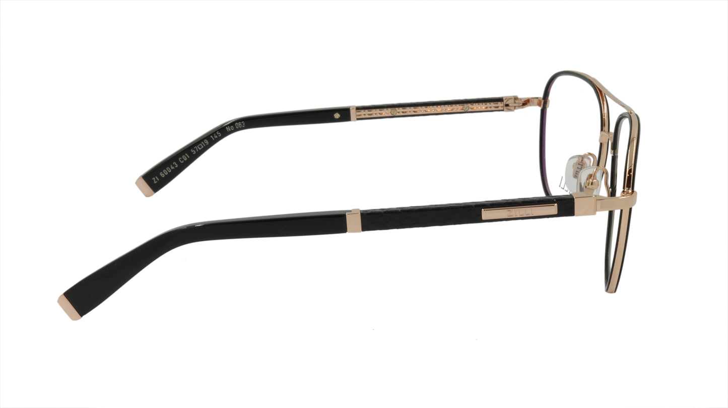 ZILLI Eyeglasses Frame Titanium Acetate Leather France Made ZI 60043 C01