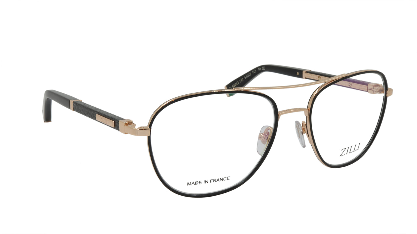 ZILLI Eyeglasses Frame Titanium Acetate Leather France Made ZI 60043 C01
