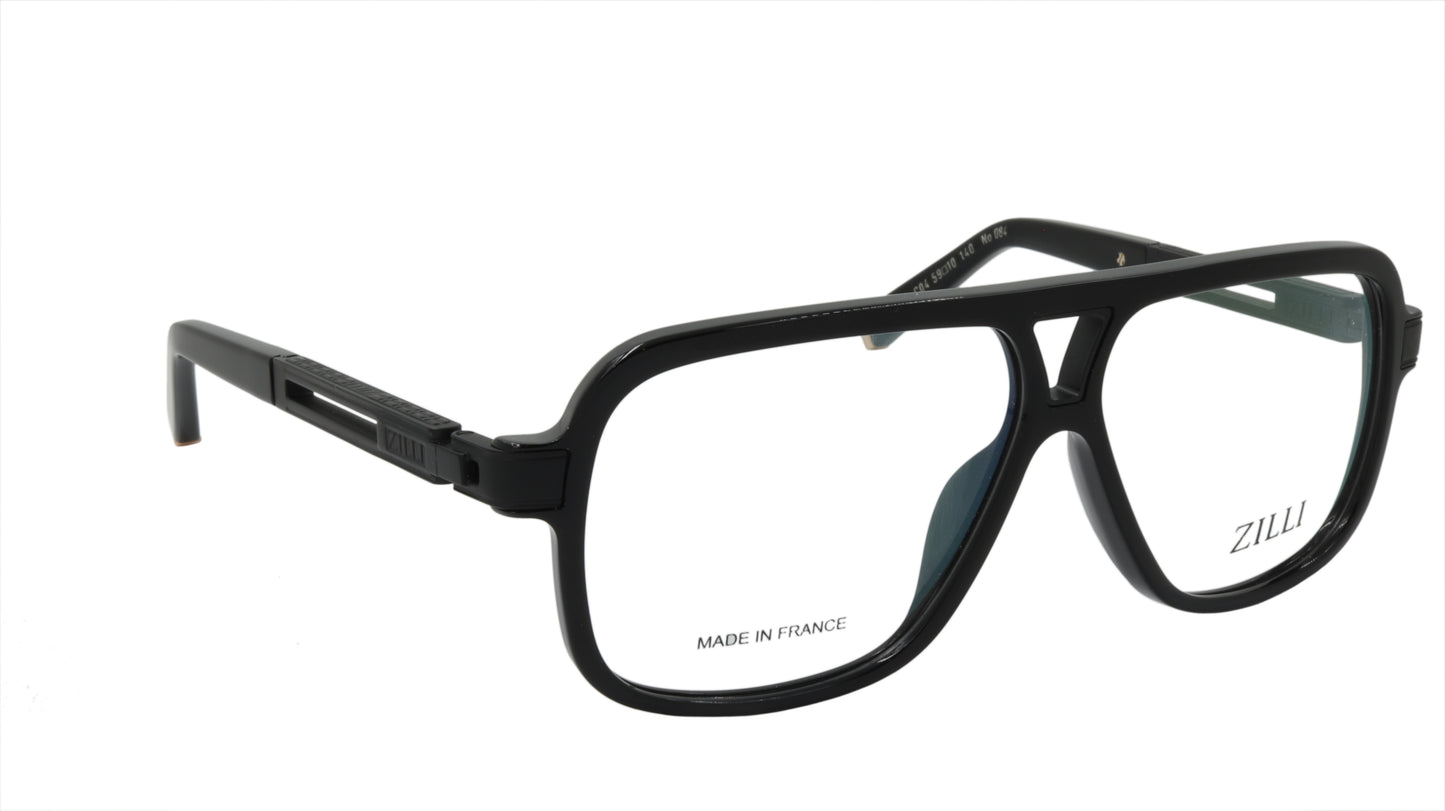 ZILLI Eyeglasses Frame Titanium Acetate Black France Made ZI 60019 C04